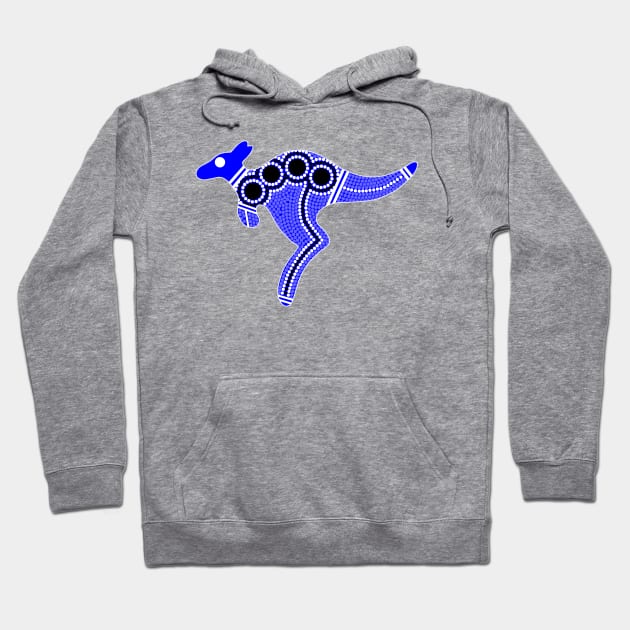 Aboriginal Art - Kangaroo Blue Hoodie by hogartharts